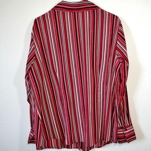 East 5th Red Metallic Striped Long Sleeve Button Up Shirt Women's Size 1X - Picture 4 of 4
